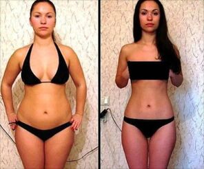 Dívka před a po 5denní dietě s melounem